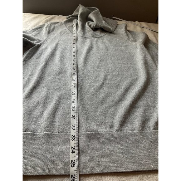 New w/tagsTalbots Sz.Medium Muted Silver Metallic Sweater Cowl Merino Wool - Picture 9 of 10